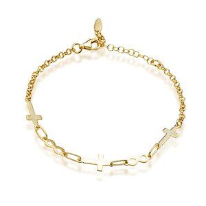 925 Sterling Silver 18k Gold Plated Cross and Infinity Minimalist Bracelet